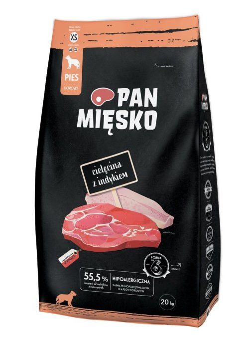 PAN MIĘSKO Vasikaliha kalkuniga XS - kuiv koeratoit - 20kg