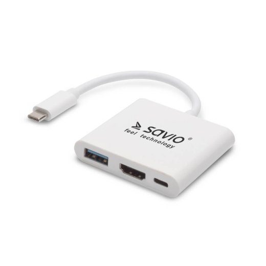 Savio multimedijos adapteris Type-C į HDMI (4K @ 30Hz, 1080P @ 60Hz) + USB 3.0