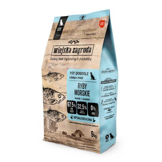 WIEJSKA ZAGRODA Sea Fish Crunchy M - Kuivtoit koertele - 9 kg