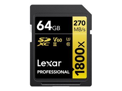 Lexar Professionaalne GOLD Series 64GB SDXC UHS-II Mälukaart (270MB/s)