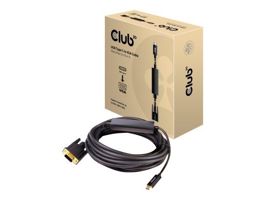 Club 3D CAC-1512 USB-C VGA Aktiivne Adapter Kaabel 5m Must