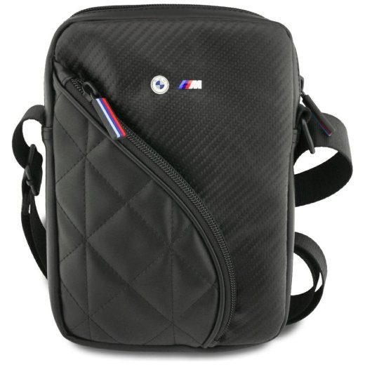 BMW Carbon Pockets & Metal Logo 8" Crossbody Phone Bag Black
