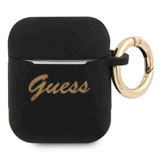 Guess GUA2SSSK Silicone Vintage Script AirPods ümbris / must
