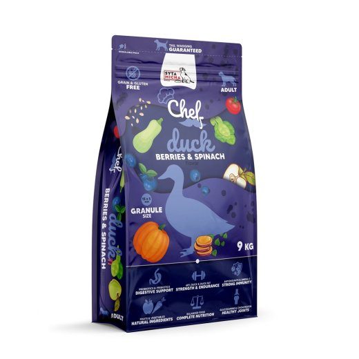 SYTA MICHA Chef Kana, marjad ja spinat - kuiv koeratoit - 9kg