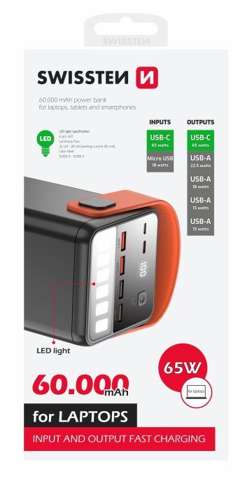 Swissten Power Line Power Bank 60 000 mAh / 65W