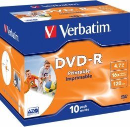 Verbatim Blank DVD-R AZO 4.7GB 16x Trükitav, ID Bränditud,10 tk Jewel
