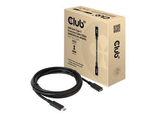 Club 3D CAC-1531 USB-C 3.2 Gen 1 pikenduskaabel 1m Must