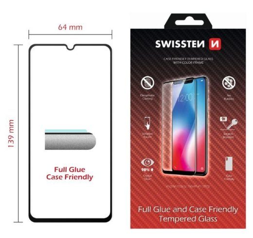 Swissten Täispindne 5D karastatud klaas Samsung Galaxy A40 Must