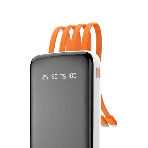 Dudao K6Pro Powerbank 10000mAh 10Watt 4 Kaablit Valge