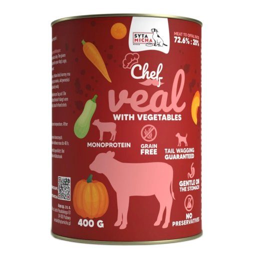 SYTA MICHA Chef Veal köögiviljadega - märg koerasööt - 400g
