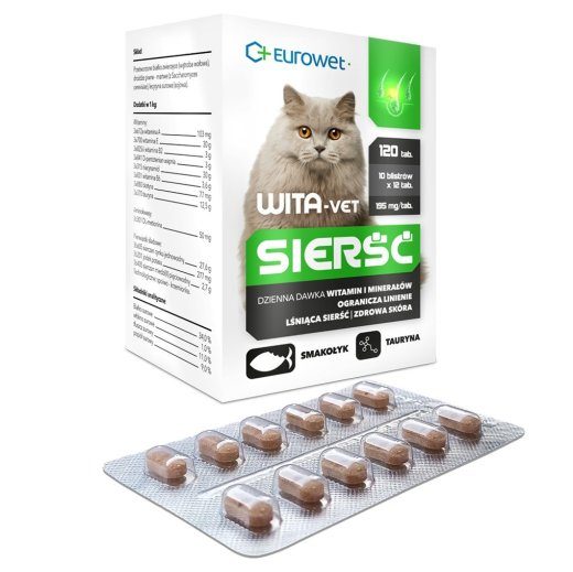 EUROWET Wita-Vet Coat - lisandid kassidele - 120 tabletti