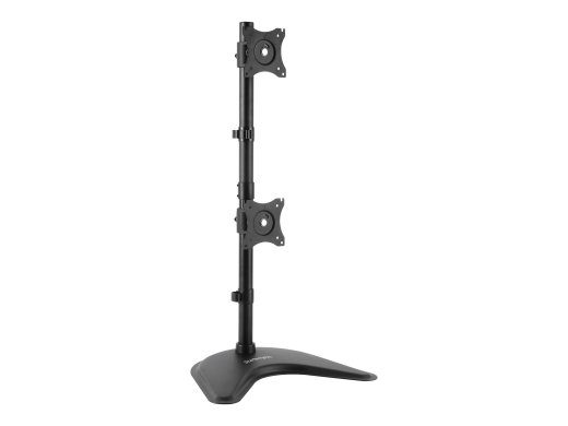 StarTech.com Vertical Dual Monitor Stand - Supports Monitors to 27 - Adjustable - Computer Monitor Stand for Double Stacked VESA Monitors - Black
