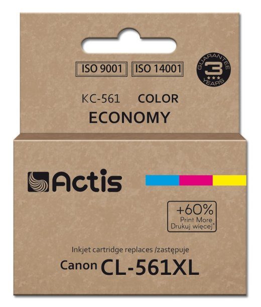 Actis KC-561 tint (asendus Canon CL-561XL-le; Supreme; 18 ml; tsüaan, magenta, kollane). Trükib 60% rohkem kui OEM.