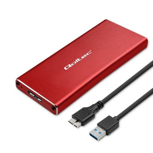 Qoltec 51831 Korpusas M.2 SSD diskas SATA NGFF USB 3.0 Super greitis 5Gb/s 2TB Raudona