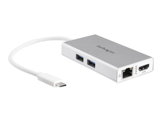 StarTech.com USB-C mitmeportine adapter, USB-C reisi dokkimisjaam 4K HDMI-ga, 60W toiteülekanne läbi, GbE, 2pt USB-A 3.0 hub, kaasaskantav