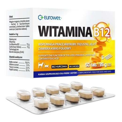 EUROWET Vitamin B12- toidulisandid koertele ja kassidele - 50 tabletti