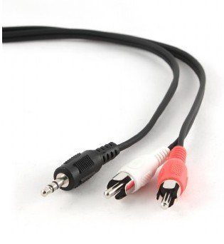 Gembird 2.5m 3.5mm/2xRCA M/M helikaabel must/punane/valge