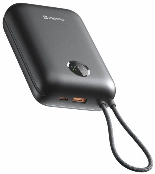 Swissten Voltbox 35W Power Bank 20000 mAh sisseehitatud USB-C ja Lightning kaablitega