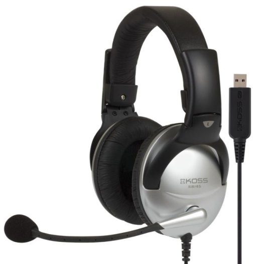 Koss Žaidimų ausinės SB45 USB laidinės ant ausies mikrofonas sidabrinė/juoda triukšmo slopinimas