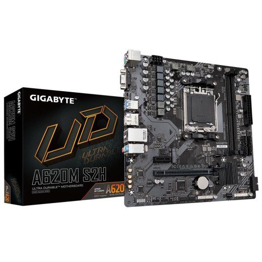 Emaplaat GIGABYTE AMD A620 Pesad AM5 micro ATX RAM DDR5-SDRAM 2xPesad 1xPCI Express x1 pesad 1xPCI Express x16 pesad 1xM.2 (M) pesade arv A6