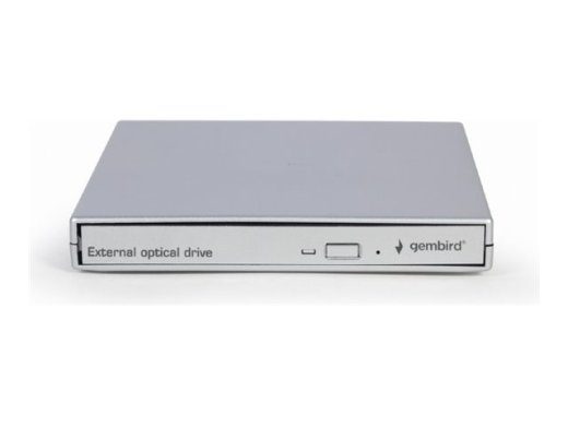 Gembird silver external USB DVD drive, model DVD-USB-021-SV
