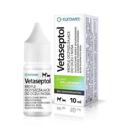 EUROWET Vetaseptol - silmade ja nina puhastus tilgad koertele ja kassidele - 10 ml