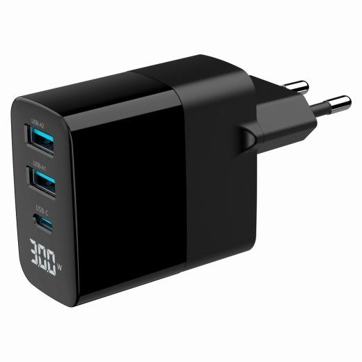 Gembird TA-UC-PDQC30LCD-BK-02 universaalne must kiirlaadimise sise mobiilseadme laadija