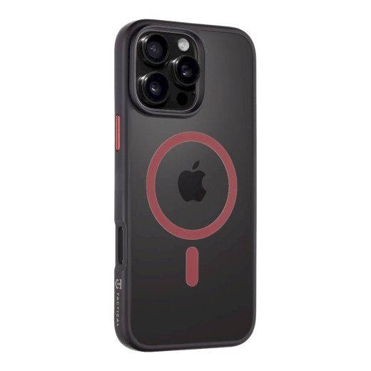Taktikaline MagForce Hyperstealth 2.0 kaitseklaas iPhone 16 Pro Max jaoks / must/punane