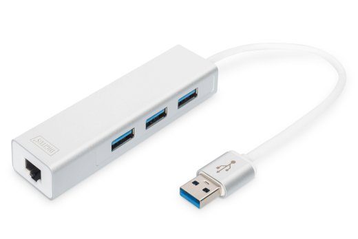 Digitus 3-port USB hub ja Gigabit LAN adapter DA-70250-1 USB hub