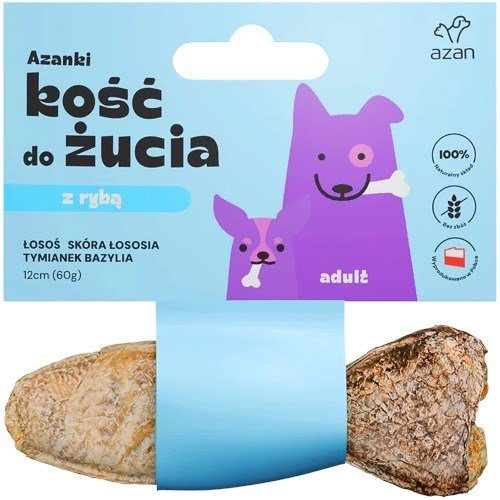 AZANKI Luik lõhega lõhe nahas tüümiani ja basiilikuga kala kujul - koera maius - 12 cm