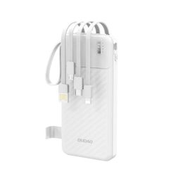 10000mAh Dudao K11 Powerbank with Built-in Cables, White