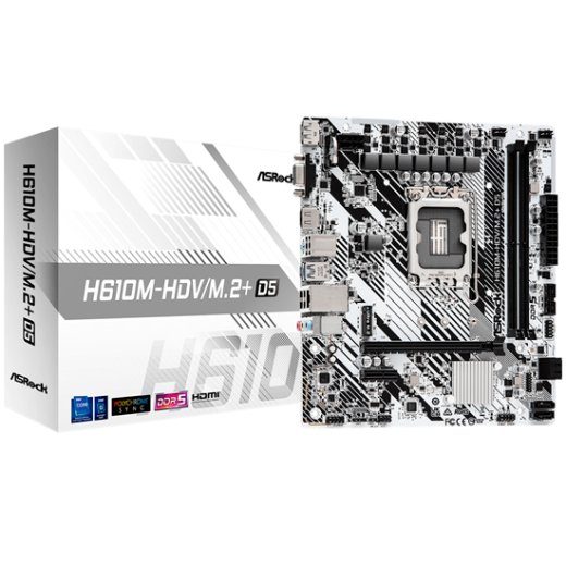 ASRock H610M-HDV/M.2+ D5 Micro-ATX LGA1700 Intel H610 emaplaat