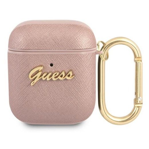 Guess GUA2SASMP Saffiano Script Metal Collection AirPods ümbris / roosa