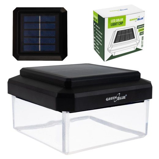 GreenBlue Päikeseenergiaga LED Postvalgusti, 100x100mm, Koorikujuline Katusekate, 3200K, GB128 WW