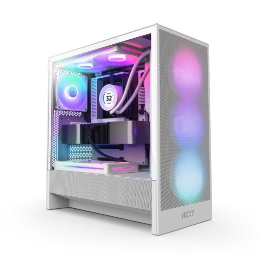NZXT H5 Flow RGB (2024) Tower ATX Power Supply puuduv Valge, temperatuuriklaas