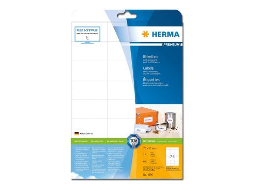 HERMA Premium Laminatetikett 70 x 37 mm 600 etiketit