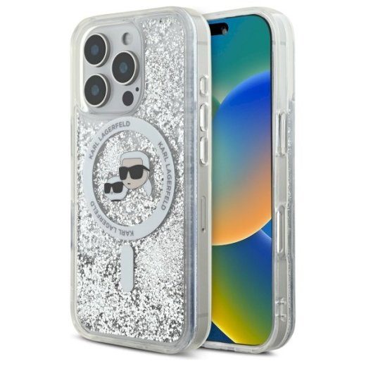 Karl Lagerfeld KLHMP16XLGKCSGH iPhone 16 Pro Max 6.9" kõva ümbris läbipaistev vedel glüter Karl&Choupe