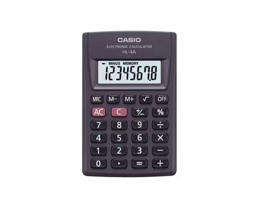 CASIO HL-4A-B must taskukalkulaator 8-kohaline