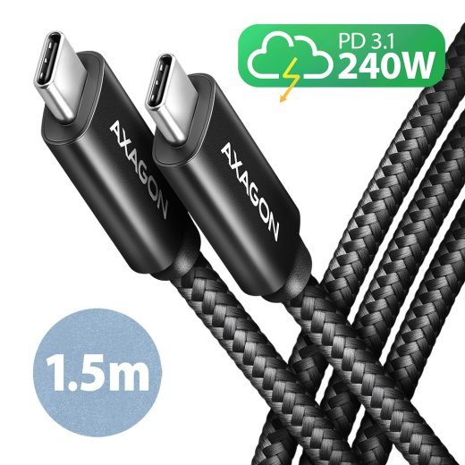 AXAGON andme- ja laetav USB 480Mbps kaabel, 1,5 m BUCM2-CM15AB USB-C to USB-C
