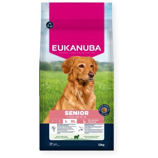 EUKANUBA Senior L XL Lamba ja riisi rikkuv - kuiv koeratoit - 12kg