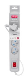 Activejet grey power strip with cord ACJ COMBO /1,5M/BEZP. AUT/S