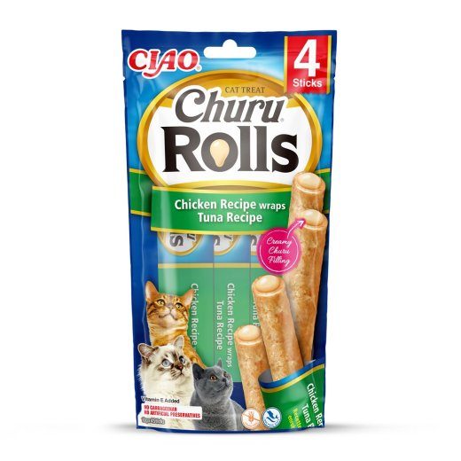 INABA Churu Rolls Chicken recipe wraps Tuna recipe - kassilemmikud - 4x10 g
