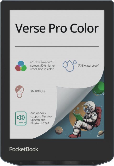 E-Reader POCKETBOOK Verse Pro Color 6" 1072x1448 1xUSB-C Wireless LAN Bluetooth Dark Blue PB634K3-1-WW