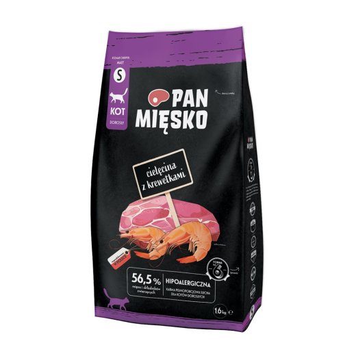 PAN MIĘSKO Veal with Shrimps S Dry Cat Food - 1,6kg