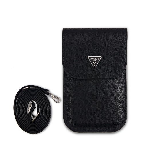 Guess PU graanuliga triangu logo telefonikott / Must