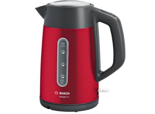 Bosch Kettle DesignLine TWK4P434 Electric 2400 W 1.7 L Stainless steel 360° rotational base Red/Black