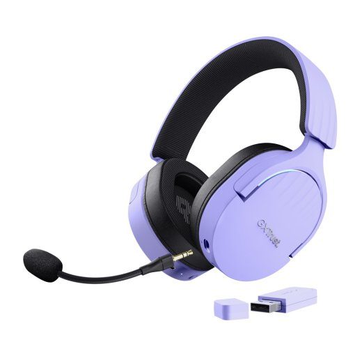 Trust GXT 491P FAYZO Kõrvaklapid Juhtmega & Juhtmevaba Peakomplekt Mängu USB Type-A Bluetooth Must, Lilla