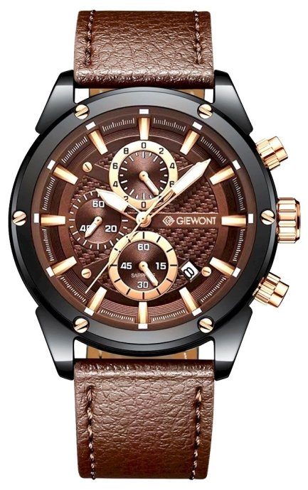 Giewont Meeste Chronograph Safiir Kell / must-pruun