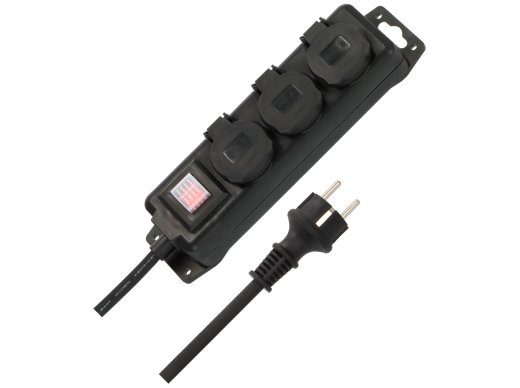 brennenstuhl 3-Outlet Välipistikupesa Box Black 2m