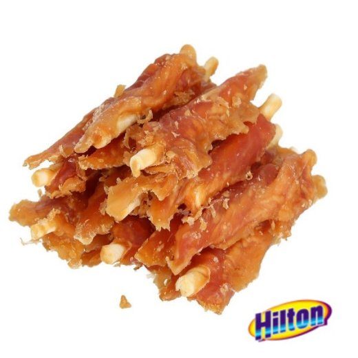 HILTON kana, mille sees on valge toore nahast pulk - koera näks - 500 g